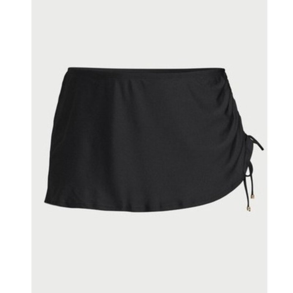 Time and Tru Womens Skirtini Swim Bottoms Black Plus Size 3X Ruched Side Resort